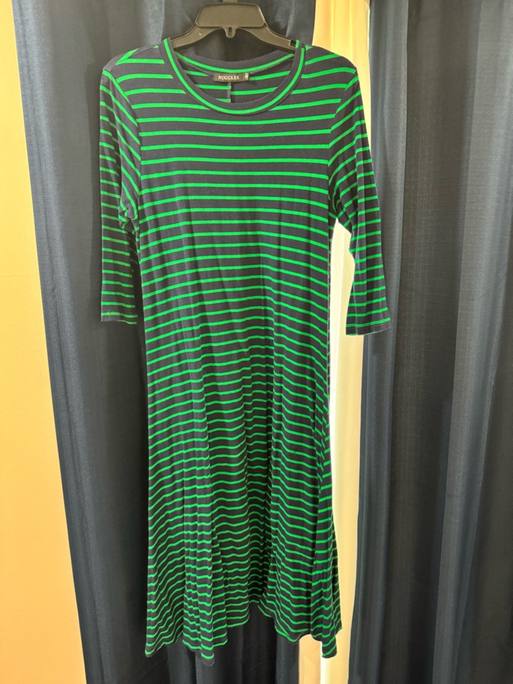 Nuggles Green & Black Striped Midi Dress
